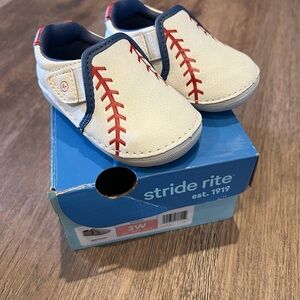 Stride Rite Baby Baseball Shoes - Cream and Red